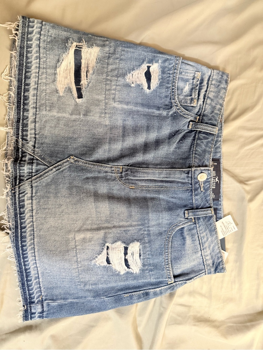 Light Blue Distressed Denim Skirt - Women Jeans